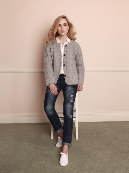 Ladies Irish Cable Knit Merino Wool Cardigan for Women Made in Ireland2