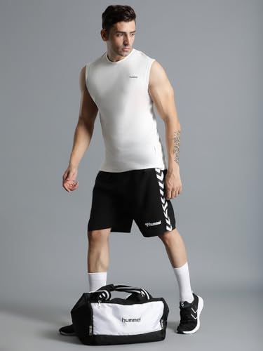 Image of hummel Move Solid Regular fit Polyester Shorts for Men with Zipper Pockets Comfortable Breathable Fabric Stretchable for Everyday Use Ideal for Yoga Training Gym Running or Performance