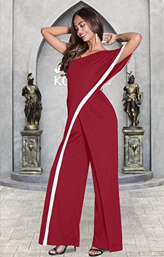 Image of KOH KOH Womens 2026 One Off Shoulder Asymmetric Long Pant Jumpsuit Romper