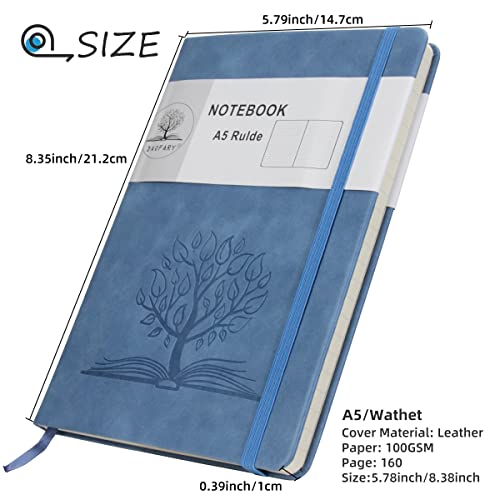 Daofary A5 Journal Notebook, Leather Ruled Notebooks 160 Pages Diary 100gsm Thick Paper Writing Hardcover Notebook with Pocket for Work Men Woman 8.4 x 5.7 in - Thumbnail 2