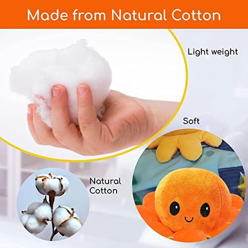 ROMESA Style 2 Octopus Plush Toy for Kids Boys Girls Double-Sided Reversible Octopus Plush Octopus Reversible Plushie Baby Toys Gifts for Kids Mood Octopus (Yellow-Orange)