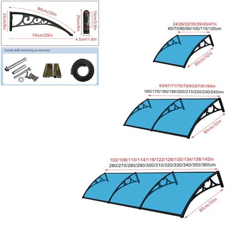 Auvent de toit en polycarbonate avec couverture transparente et support alu - 4