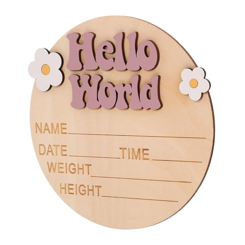 ibasenice Newborn Milestone Sign Announcement Plate Wood Name Sign for Nursery Decor