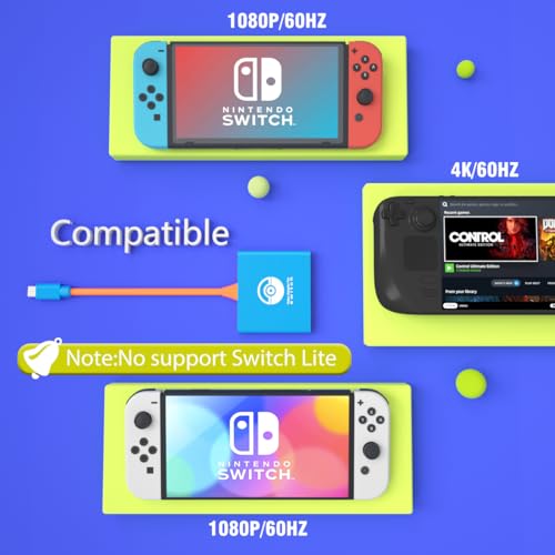 Purbhe Switch Dock For Nintendo Switch,Portable Switch Docking Station Compatible With Nintendo Switch And Switch Oled,Switch Hdmi Adapter 4K/60Hz Switch Tv Dock Small And Fashion Switch Travel Dock thumb #2
