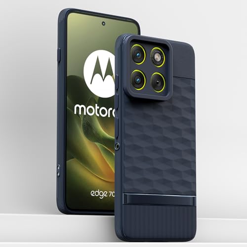 Image of Pikkme Back Cover for Motorola Moto Edge 70 5G Camera Protection 3D Hexa Cube Design Silicone Protective Bumper Case (Blue)