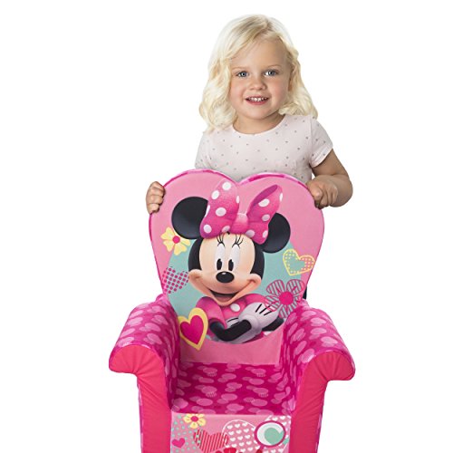Marshmallow Furniture Foam Toddler Comfy Chair Kid\'s Furniture for Ages 18 Months and Up, Minnie Mouse, Pink - Thumbnail 2