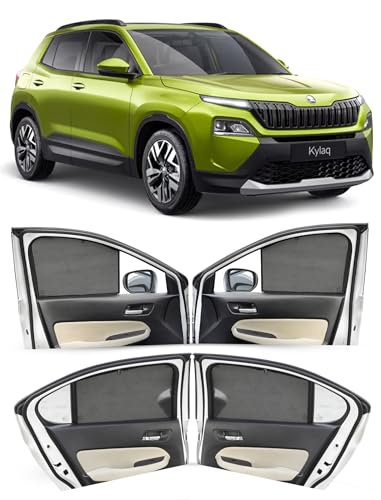 Image of Autofact Car Sunshades for Skoda Kylaq, UV Protection, Useful Car Accessories, Custom fit Sun Shades for Side Windows, Set of 6