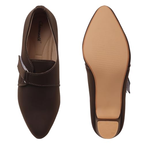 Image of Stylish Comfortable Block Pump Heels Perfect for Winter, Elegant Party Black and Brown Sandals for Womens & Girls