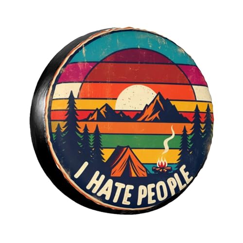 Image of Universal Fit Spare Tire Cover for Rv, SUV, Camper Colorful Mountain I Hate People Tire Covers Weatherproof Wheel Protector for Camping & Travel Trailer