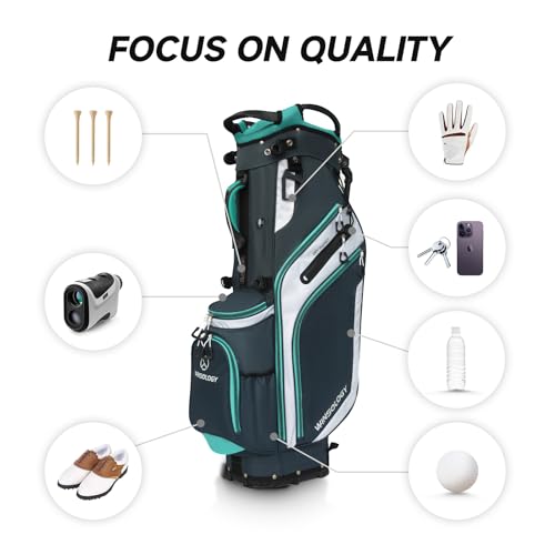 Pro Golf Stand Bag, 14 Way Top with Full Length Dividers, Lightweight Carry Bag with Dual Straps, Ergonomic Back Support, 10 Pockets with Cooler & Waterproof Pocket, for Men and Women - Image 5