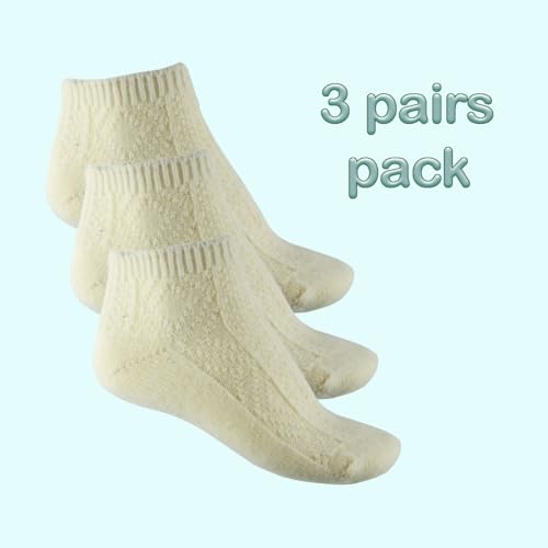 YUN 3 Pairs Women's Natural Pure 100% Wool Traditional Warm Low Ankle Booties Winter Socks2