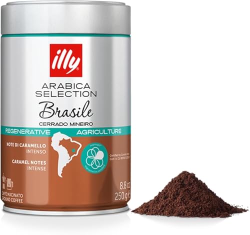 illy, Cafè Moulu pour Espresso Torréfié Arabica Selection Brésil Cerrado Mineiro, 100% Arabica...