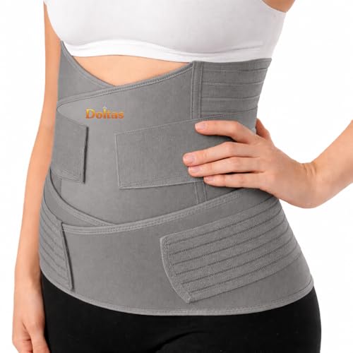 Image of DOLTAS 3-in-1 Post Pregnancy Abdominal Belt for Women - C-Section Abdomen Belt & Belly Wrap for After Delivery Recovery - Adjustable Postpartum Belt, Maternity Belt for Waist, Pelvis & Tummy Support (Free Size) (GREY)