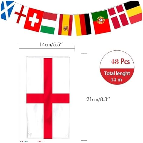 Bunting Flag for World Cup 2026 Party Decorations, 48 Teams Flags Fabric Banner for World Cup Football Bar Club Garden Street Decor (14 x 21 cm - 14m) -1 Pack - View 4