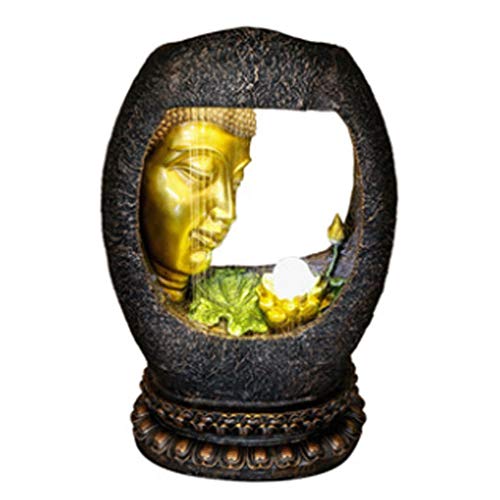 LMJ Tischbrunnen Buddha Kopf Tischplatte Wasserbrunnen Beleuchtet Feng Shui...