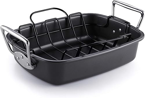 Asador antiadherente para hornear fuente rectangular con rejilla 43 x 33 cm 5