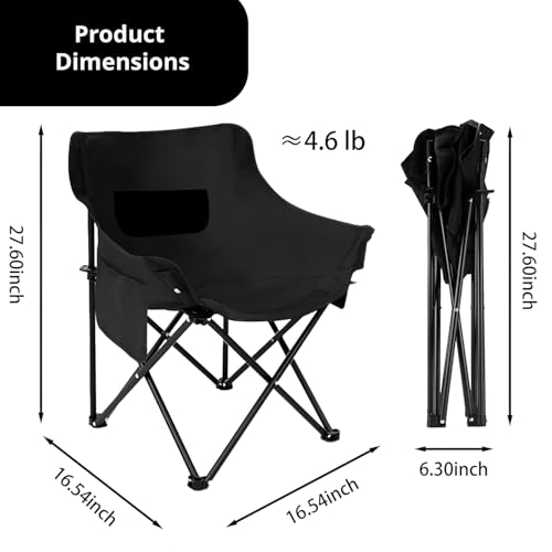 Image of ORILEY Folding BackRest Camping Chair with Handbag Portable and Lightweight Carbon Steel Collapsible Chairs for Outdoor Picnic Fishing Beach Travelling & Gardening (1 Pc, Black)