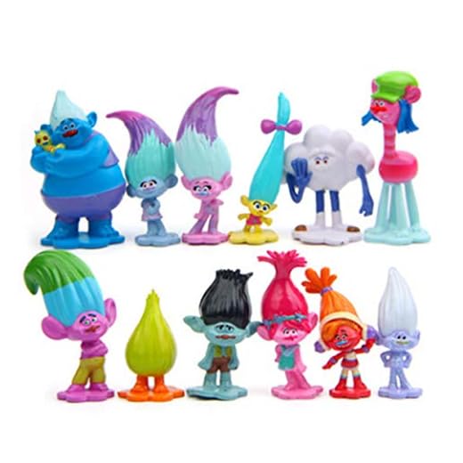 12pcs Trolls Toys, Mini Trolls Action Figures,Cake Toppers,Trolls Cake Tall 1.18"-2.76"(3-6cm)