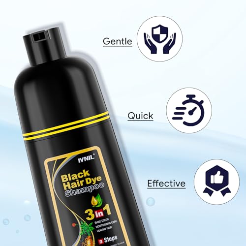 Ivnil Black Hair Dye Shampoo 3 in 1 Hair Color Shampoo for Women & Men for Gray Hair Coverage, shampoo para pintar el cabello - Image 6