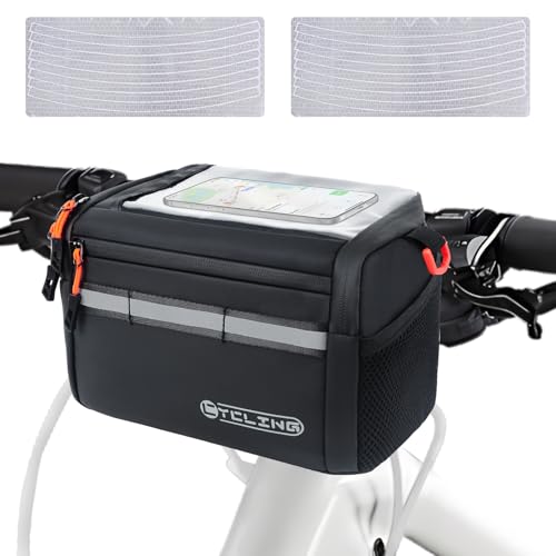 COYBTO Borsa Manubrio Bici, 5L Borsa da Manubrio per Bicicletta con Tracolla Regolabile, Schermo Touch, Termica e Impermeabile, Accessori Bici per MTB, Bici da Corsa, e-Bike