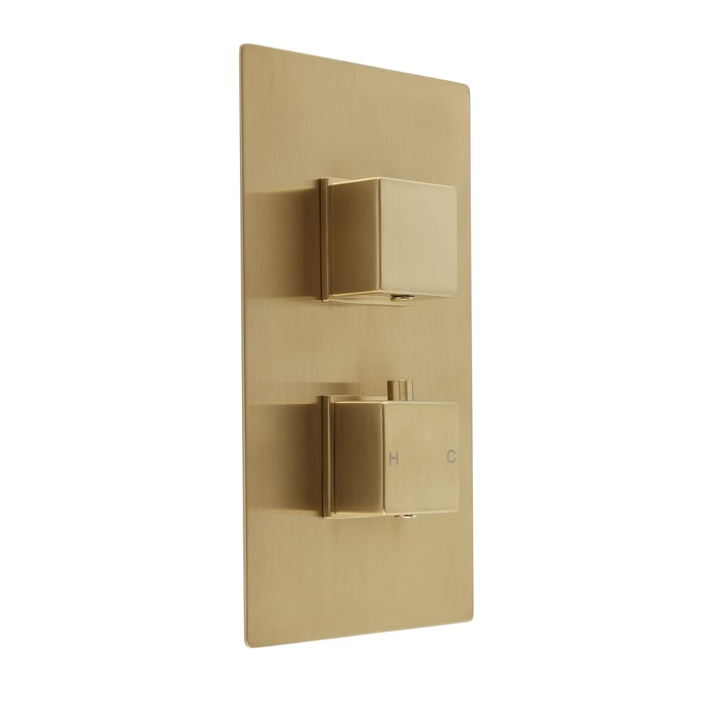 Milano Lyra 2 Outlet Twin Diverter Thermostatic Concealed Mixer Shower Valve - Brushed Brass