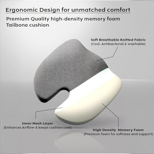 Image of Memory Foam Car Seat Back Support, Orthopedic Lumbar Back Rest for Back Pain Relief, Back Support Pillow for Office ChairCarBack Support Pillow,-Seat Cushion (Grey, FD Chair CUISION)