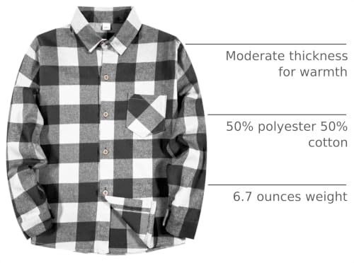 Image of SELINK Girls Long Sleeve Flannel Buffalo Plaid Button Down Shirt