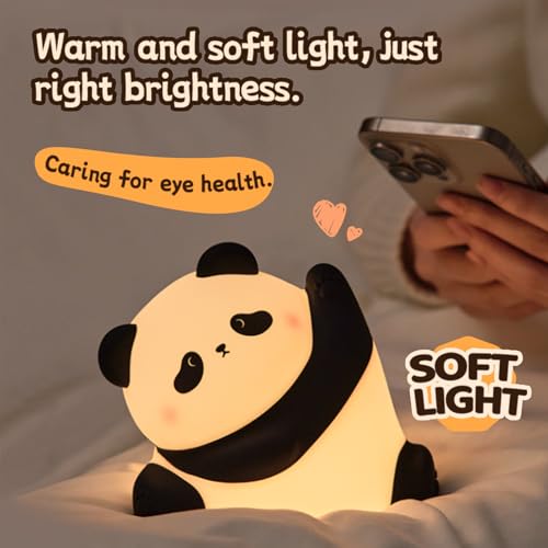 Lámpara de noche infantil de silicona con diseño de panda miniatura 4
