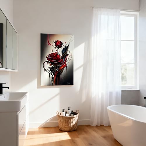RFYKHRHU Red Rose Canvas Wall Art, Black and Red, 16x24 In by RFYKHRHU - Used condition - Image 8