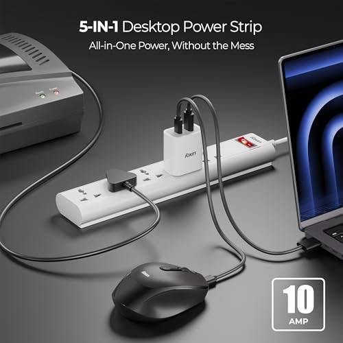 Image of FOXIN Surge Protector, 5 Universal Sockets, 2500 Watt, 2 Meter 6.5 Feet Cord | Fire Proof & Automatic Overload Protection, Spike Guard /Extension Board with Master Switch | 1 Year Manufacturer Warranty