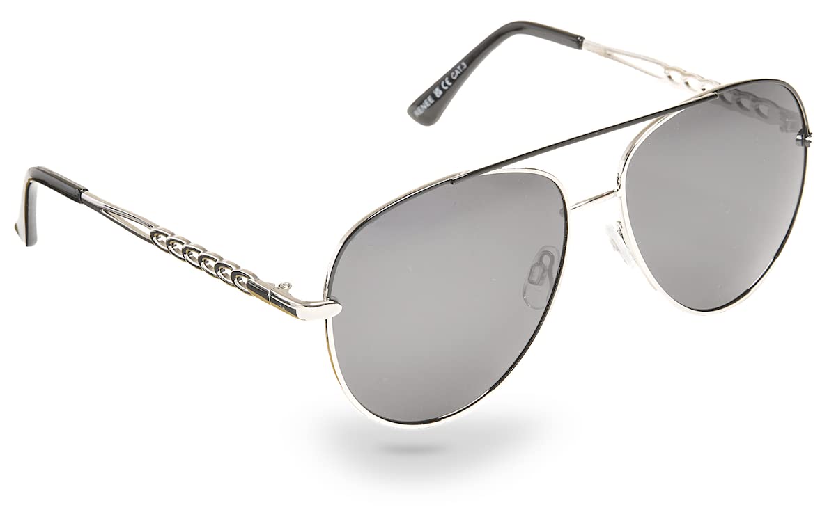 Eyelevel Women's Silver Renee Pilot Style Polarized Sunglasses Frame - With Uv400 Protection And A Cat3 Grey Polarized Lens