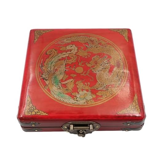 Ieron Joyero Chino Retro de Madera, Organizador de Joyas, Cofre del Tesoro, Organizador de contenedores de Pulsera (Rojo Retro)