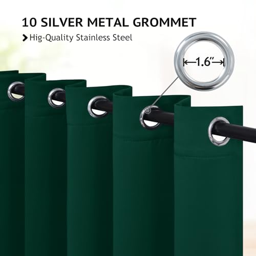 Image of COSVIYA Grommet Room Darkening Dark Green Curtains 84 inch Long for Bedroom | Light Blocking Insulated Thermal Curtains for Living Room, Blackout Thick Polyester Window Drapes,70x84 inches, 2 Panels