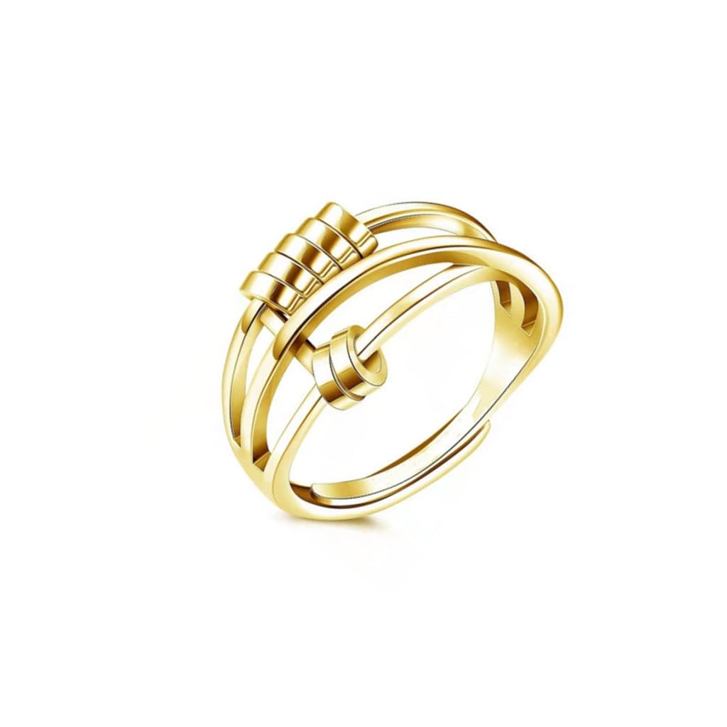 Kalttoy Elegant Fidget Anxiety Ring for Women Lady Rotatable Spinner Ring Adjustable