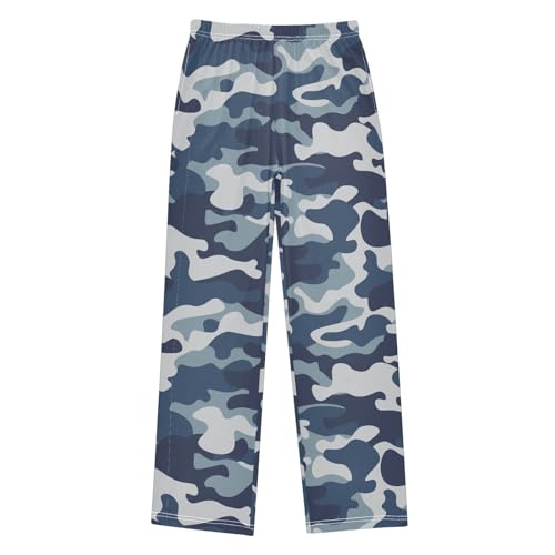 Boys' Pants Blue Camouflage Long Bottoms Jogger Pants Elastic Waist Trousers with Pockets S-XL