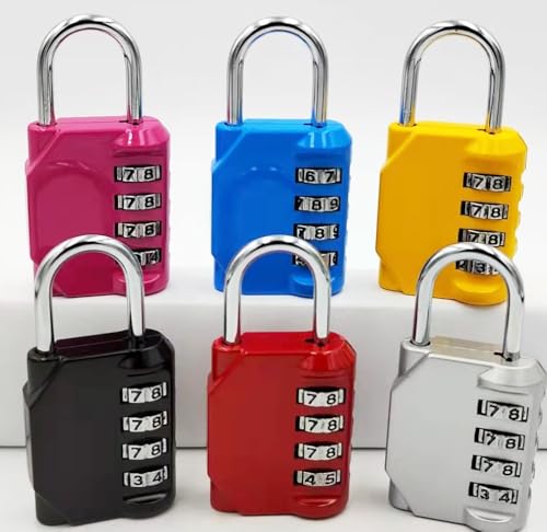 Image of 4 Digit Resettable Outdoor Waterproof Padlock with Keys, Combo Lock for School, Sports or Gym Locker, Employee Locker, Fence, Gate, Case, Toolbox, Hasp Storage,2pcs (Black+Yellow)