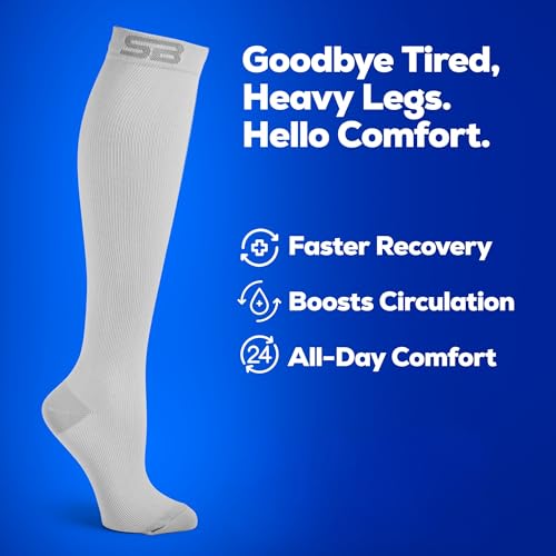 Image of SB SOX 3-Pair Compression Socks (15-20mmHg) for Men & Women - Comfortable Socks, Easy to Put On - Best Socks for Daily /Any Use, Running, Nurse, Travel