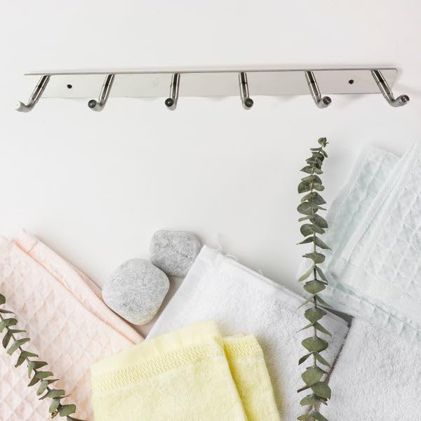 Reefiq Stainless Steel Wall Mounted Coat Rack – 6 Hooks |Hanger for Wall – 32x3 cm | 1 Pc