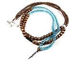 handcandy HF001BT The YOGI DuneTunes Stereo Headphone Necklace, Natural Wood Brown/Clear Facet Blue
