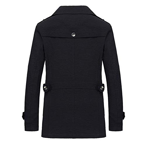 iYYVV Mens Winter Warm Jacket Overcoat Outwear Slim Long Trench Buttons Coat Jacket Black - Thumbnail 7