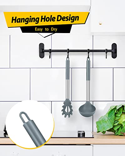 Silicone Pasta Fork And Ladle Spoon Set, Large Non Stick Kitchen Utensils For Cooking,Stirring,Serving Spaghetti, Soup, Sauce #TOP5