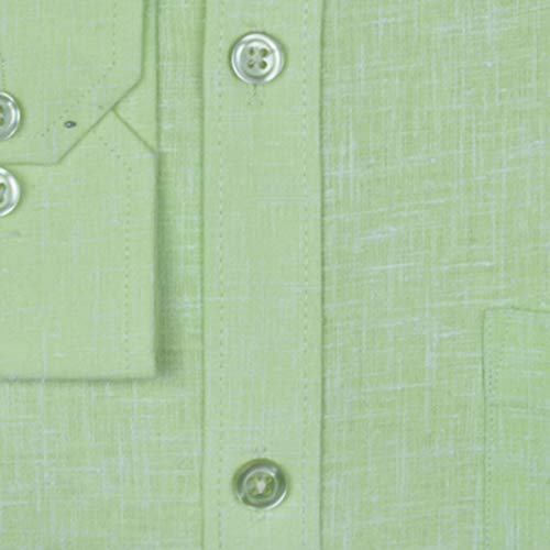 Image of ACCOX Premium Breathable Cotton Linen Full Long Sleeves Plain Light Green Regular Fit Formal Shirt for Men (S GCRFS23)