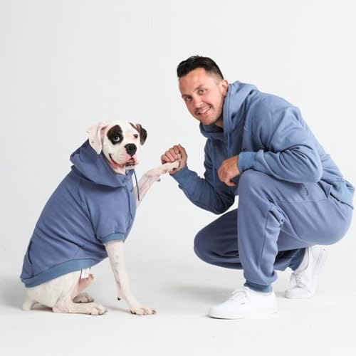 Image of Spark Paws Dog Hoodie - Premium Dog Sweater for Small, Medium, and Large Dogs | Warm Outfits for French Bulldogs, Pitbull, Puppy, Winter Jacket Alternative - Slate Blue - 4XL