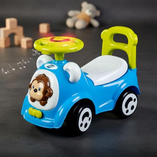 Image of Mee Mee Swift Cruze 3-in-1 Ride On Stroller Push Car for Boys & Girls, 1 Year+, with 360 Detachable Armrest & Guardrail, Music, Lights, Backrest & Underseat Storage - Indoor & Outdoor Use (Blue)