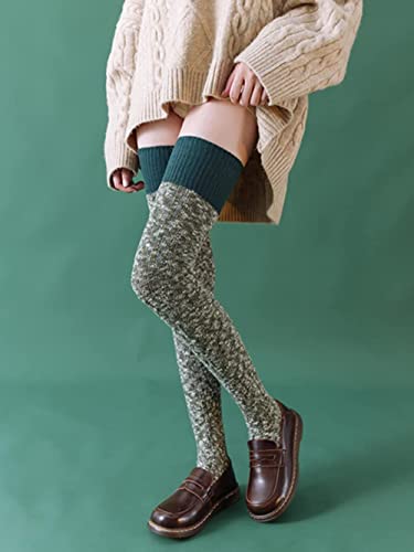 Image of Women's Thigh High Knitted Winter Boot Socks Vintage Extra Long Leg Warmer Over Knee High Stockings