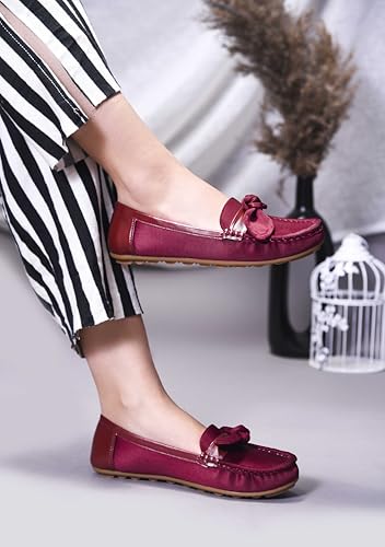 Image of JM LOOKS Women's Loafers with Bow Detail | Stylish Slip-On Flats for Daily Comfort and Stylish