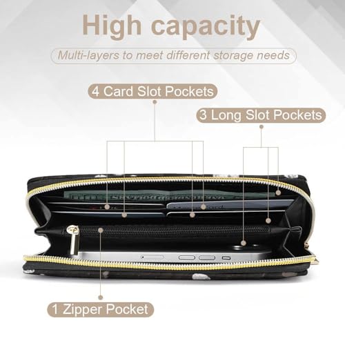 Dog Paw Prints Print Long Wallet for Women Men PU Leather Card Holder Organizer with Zipper Coin Pocket & Cash Slots4