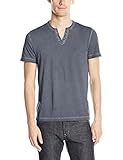 Kenneth Cole REACTION Men's Ss Washed Eyelet Henley, Steel Grey, Large