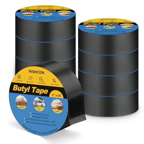Butyl Sealant Tape 2" x 50', Deck Joist Tape for Decking, Waterproof and Anti-Corrosion for Extend Deck Life, 8 Rolls