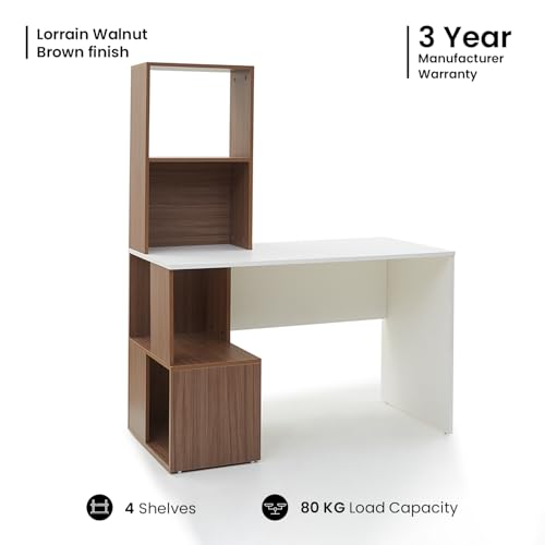 Green Soul Vermont Study Table | 3 Year Warranty | Writing, Computer Desk for Students, Professionals | Engineered Wood | Walnut Brown and White |... - Image 4